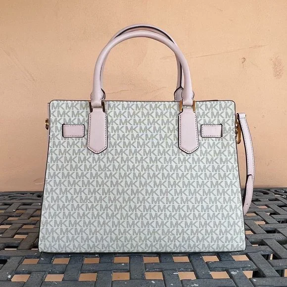 Michael Kors Hamilton Medium Satchel Shoulder Bag MK Vanilla Pink - Picture 2 of 10